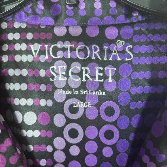 NWOT Victoria's Secret Patterned Satin Pajama Set Women’s L Purple